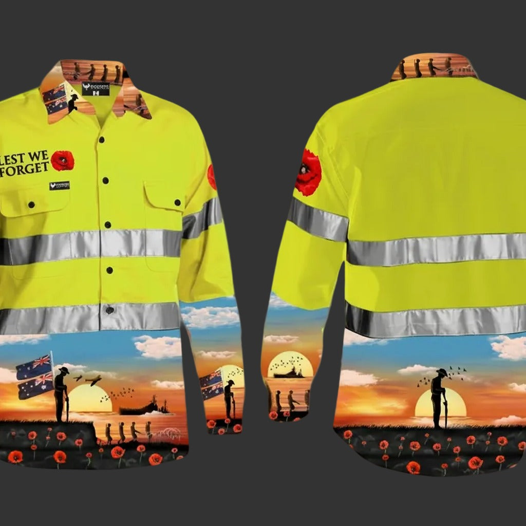Men's Tribute Yellow Hi-Vis Day/Night Work Shirt — PHX Workwear Australia