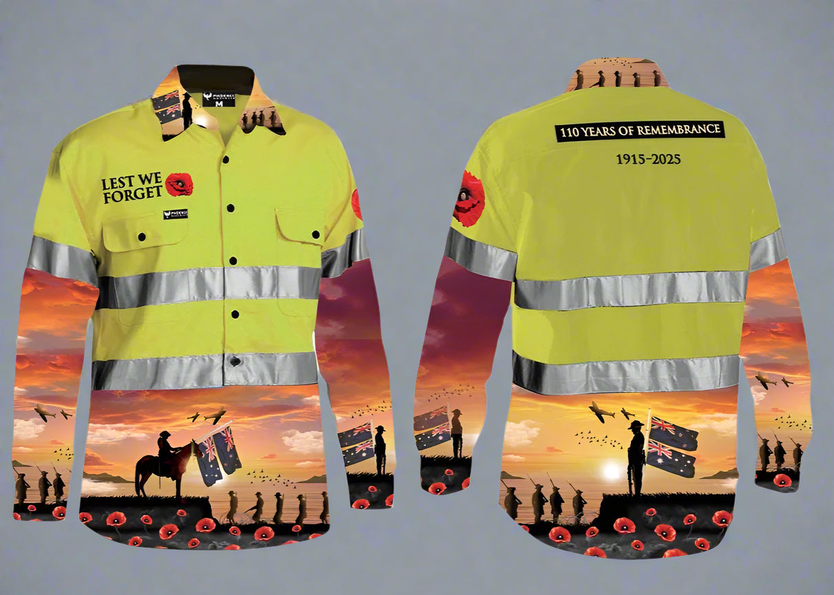 Men's Yellow Remembrance Hi-Vis Day/Night Work Shirt