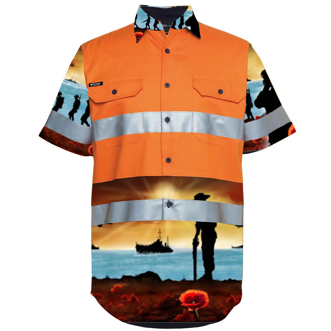 Lest we forget orange hi vis workshirt — PHX Workwear Australia