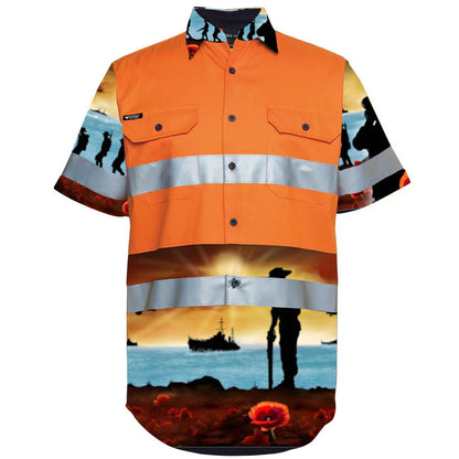 Lest we forget orange hi vis workshirt — PHX Workwear Australia