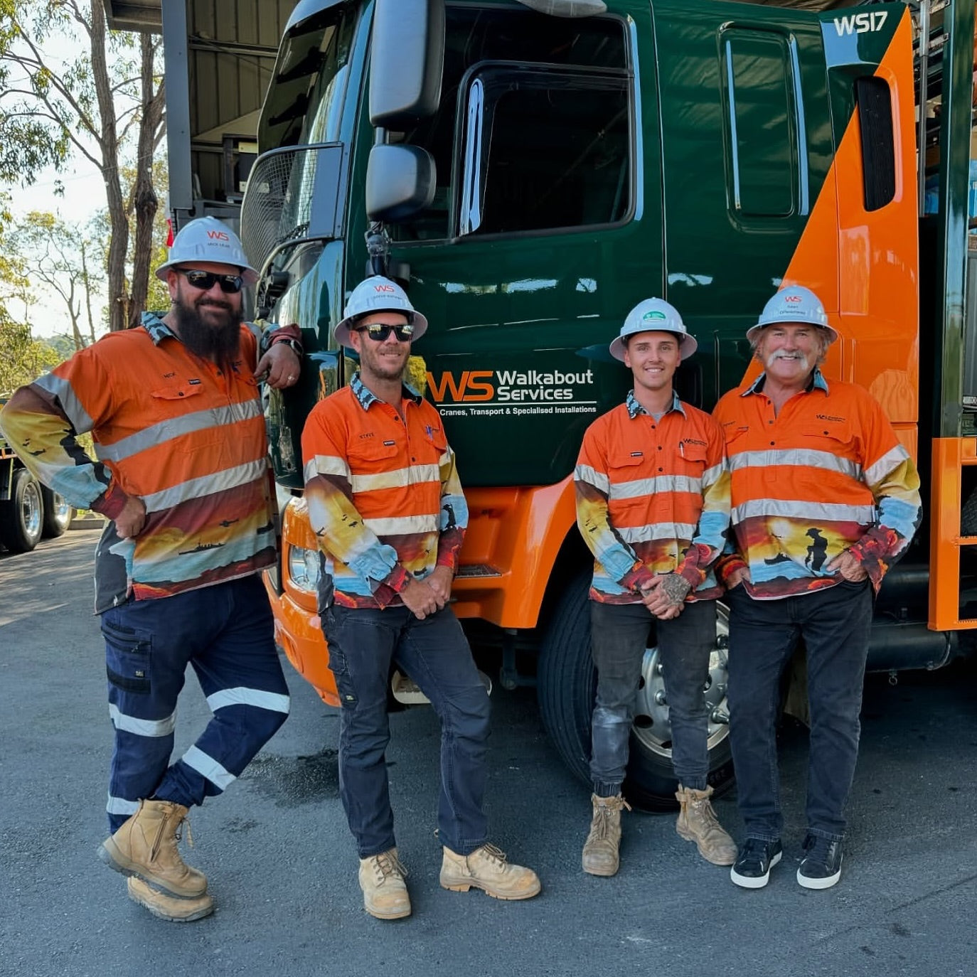 Phoenix Workwear crew wearing hi-vis remembrance work shirts on site