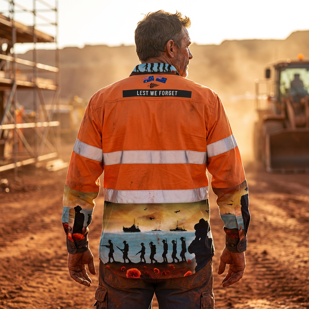 LWF Orange Half Button Hi-Vis - Back View