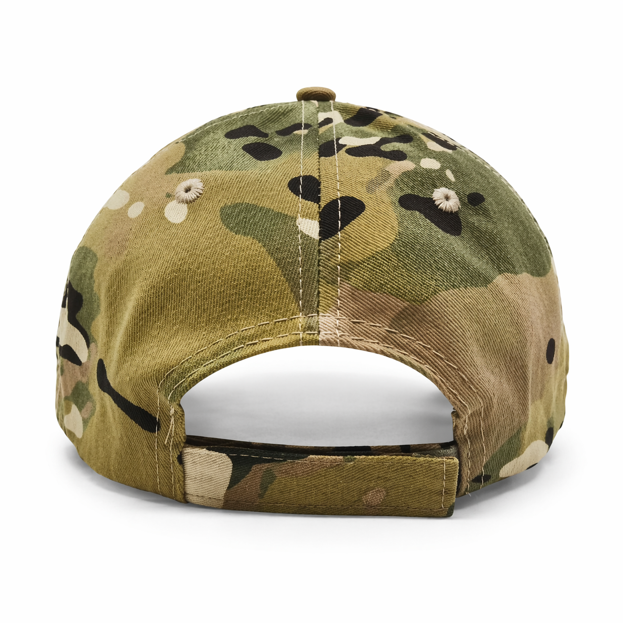 Camouflage-patterned cap on a white background