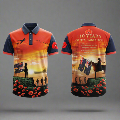 Lest we forget polo shirt navy — remembrance workwear Australia PHX Workwear