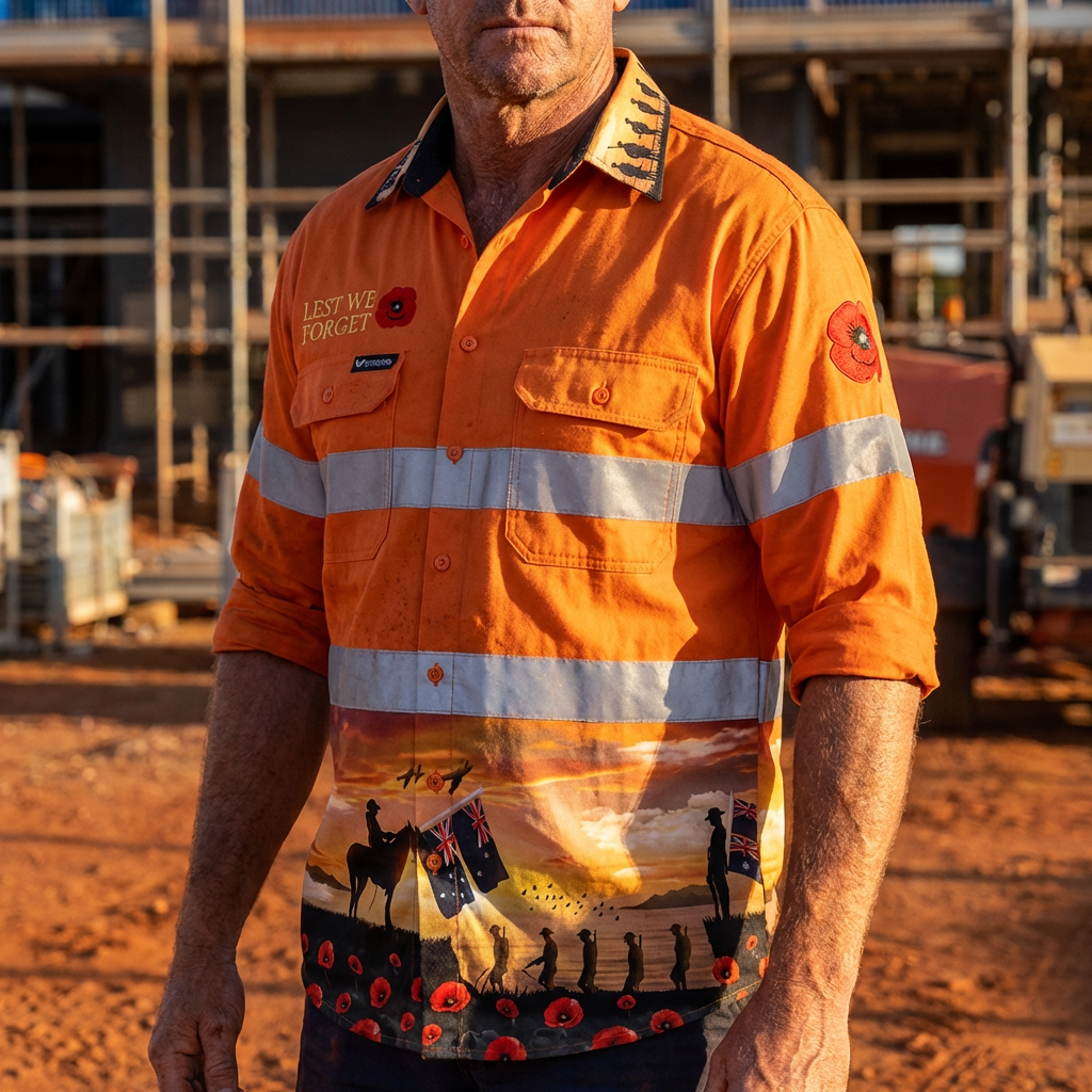 Men's Remembrance Hi-Vis Day/Night Work Shirt - Back View